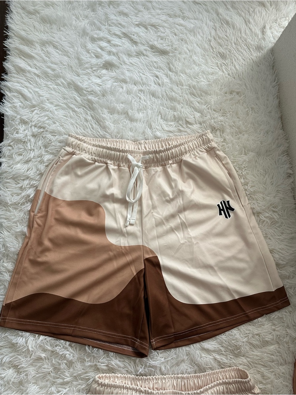 Beige & Brown Men's Athletic Shorts